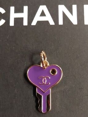 CC Purple Heart Key Charm Pendant